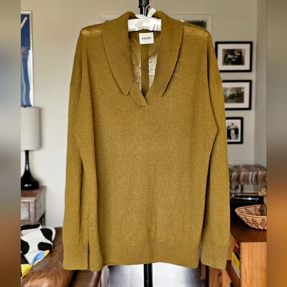 KHAITE Elsia Oversize Cashmere Polo Sweater - Picture 1 of 10